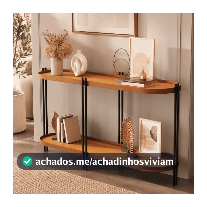 APARADOR PARA SALA MANHATTAN INDUSTRIAL 111CM COURO E PÉS DE FERRO DETALHE COURO SALA CORREDOR DECORAÇÃO