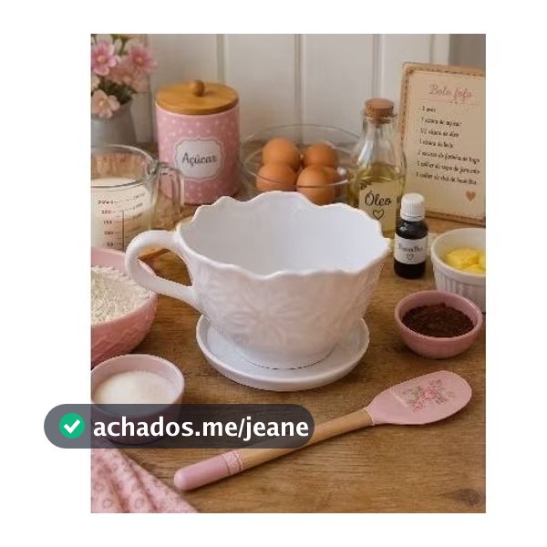 Tigela Batedeira Xícara Gigante em Cerâmica Branca Decorativa – Ideal para Cozinha, Confeitaria e Decoração