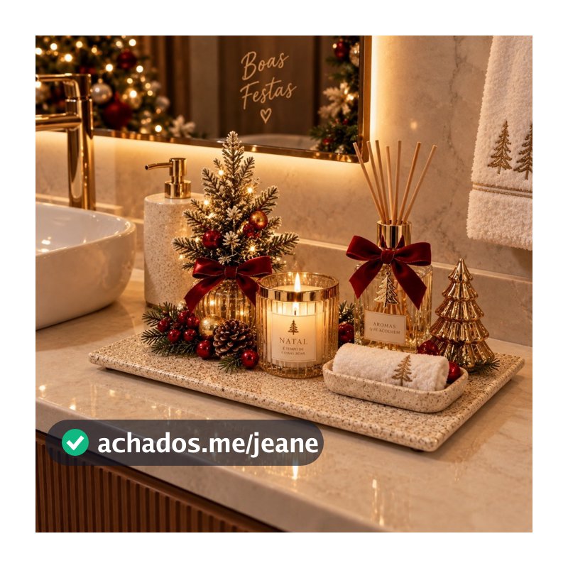 Bandeja de Natal Decorativa para Mesa Posta Ceia Festiva Premium Moderna Elegante Sofisticada