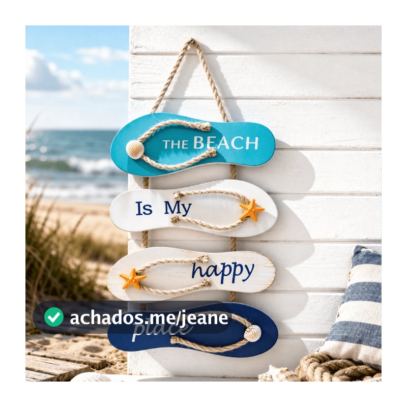 Pendurado de porta modelo praia vibes alto padrao the beack em madeira e cor 40 cm