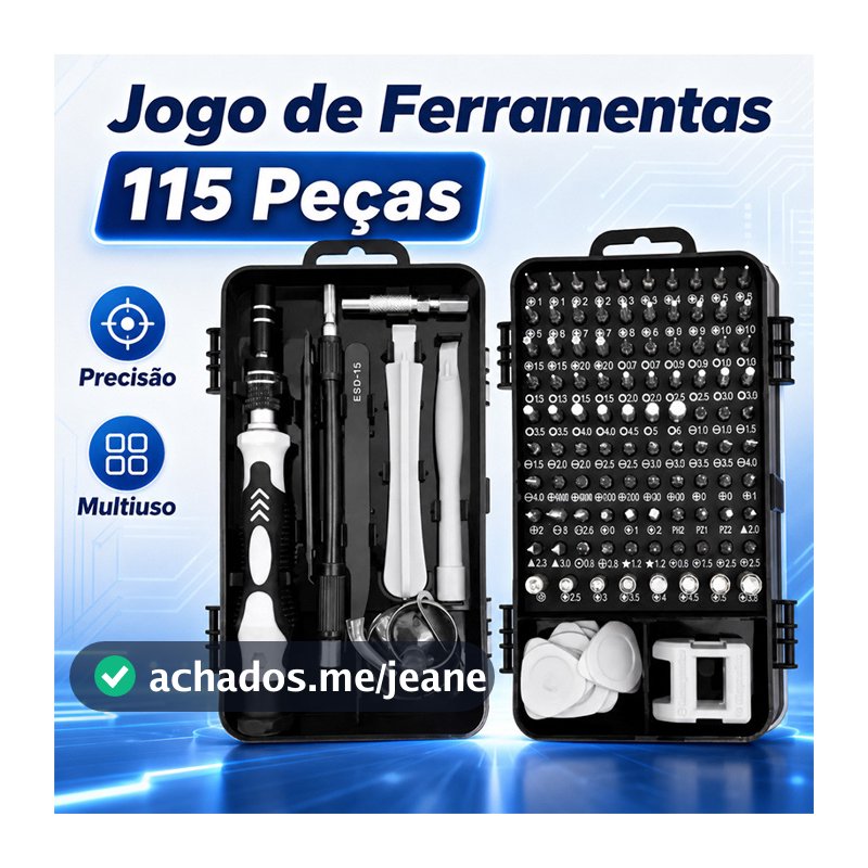 Jogo Chaves Precisão 115 Peças Magnético Kit Ferramentas Reparação Celular Notebook Tablet