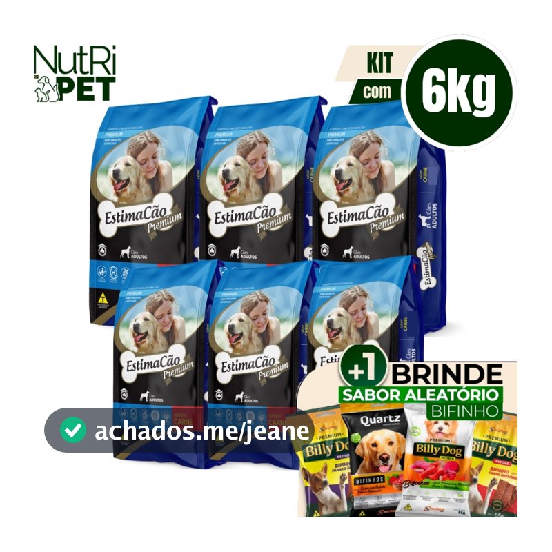Ração Estimacão Cães Adultos Carne 6kgs