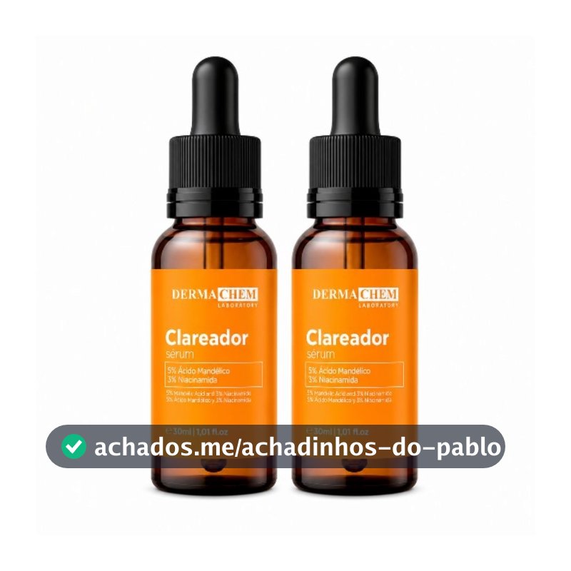 KIT 2 Unidades Sérum Clareador Facial Dermachem 30ml Niacinamida 5% Ácido Mandélico Anti Manchas e Antienvelhecimento