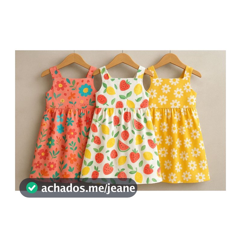 💕 Conjunto com 2 Vestidos Infantis – Algodão Macio e Estampas Lindas