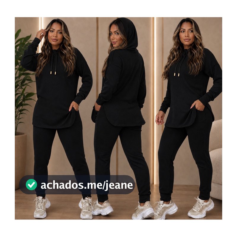 QUEIMA DE INVERNO! Conjuto  Envio Rápido casual com capuz, feminino lanzinha conforto elegancia
