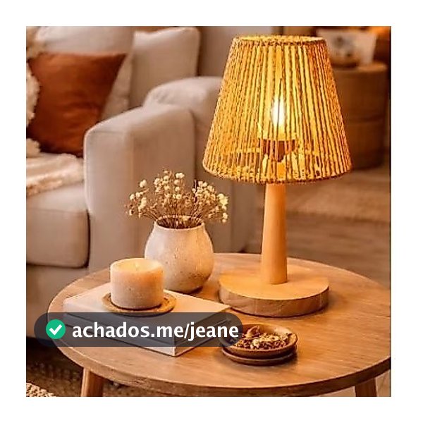 Abajur bivolt com base de Madeira, Sala, quarto infantil, quarto adulto, decoração - Amarelo