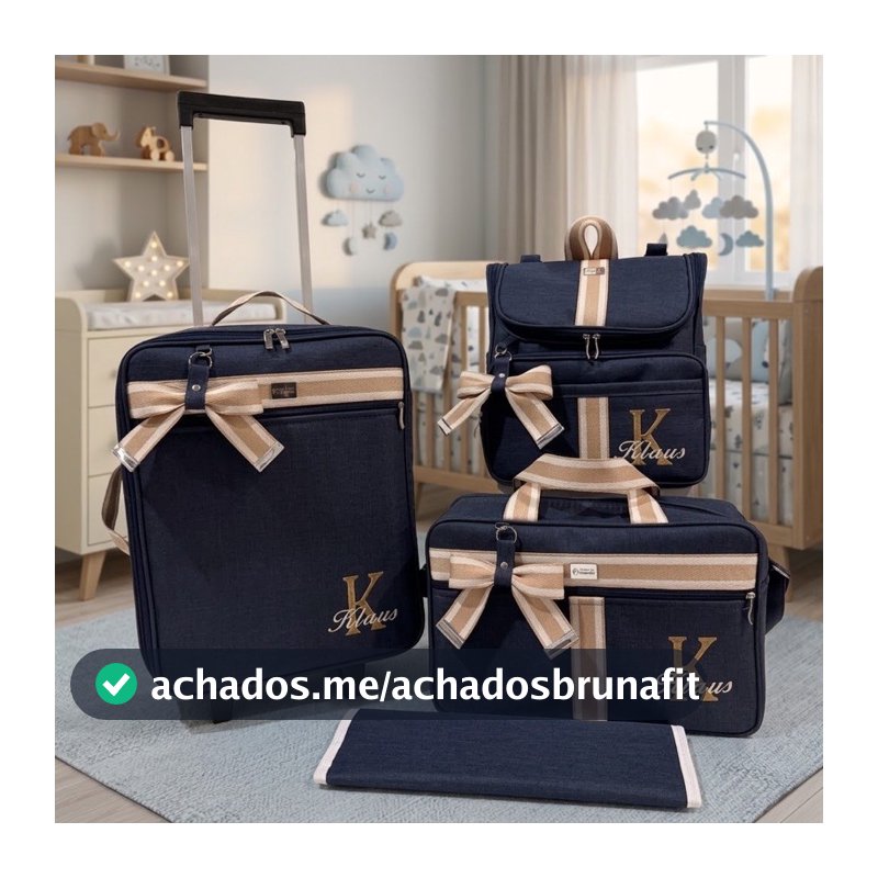 Kit de bolsas de maternidade personalizado com mala, bolsa, mochila 2 em 1 e trocador, premium