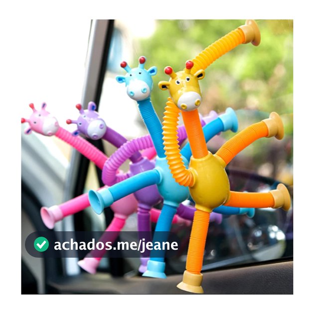 Girafa Pop Tube LED Com Ventosa Brinquedo Sensorial Infantil Estica E Gruda