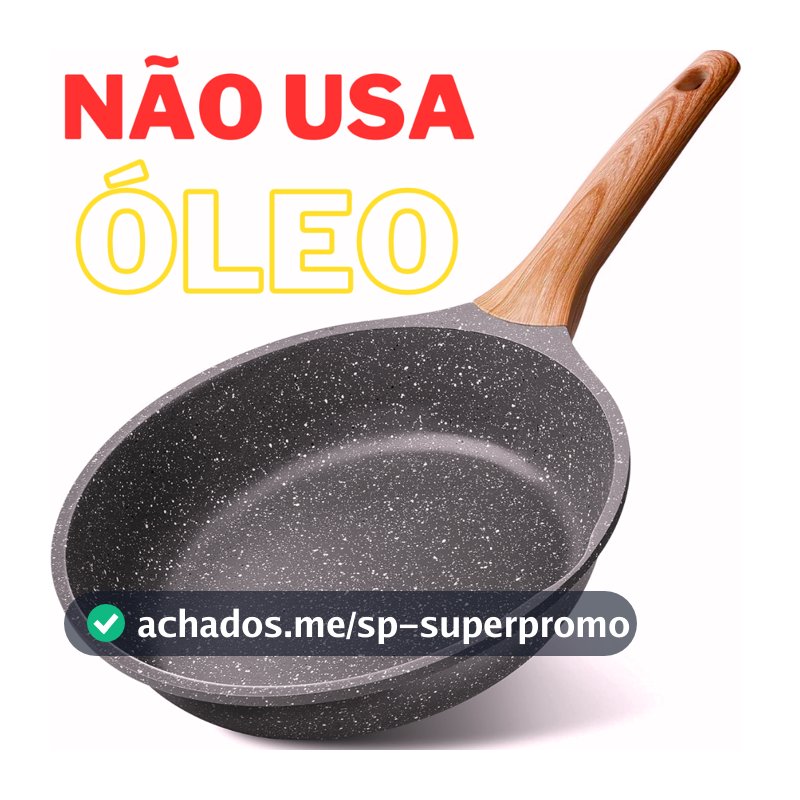 Frigideira Antiaderente de Alumínio Revestimento Cerâmico Premium Funda Cabo Madeira Não Gruda