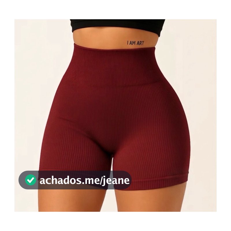 Shorts Fitness Canelado Poliamida Academia Zero Transparencia Feminino