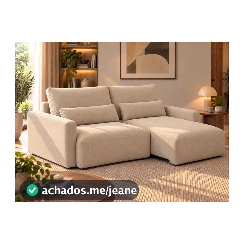 Sofá Retrátil Cloud 3 Lugares 2,18m Sala Cama Bouclê Balaqui