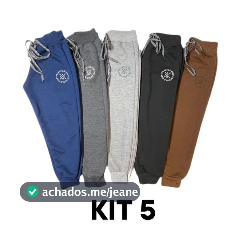 Kit 5 Calças Infantil Moletom Moletinho Menino Menina Inverno Unissex