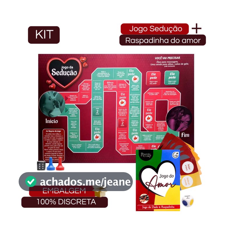 Kit Jogo da Sedução Com Tabuleiro E Dado e Jogo de Cartas Raspadinha do Amor Com Dado Para Casais
