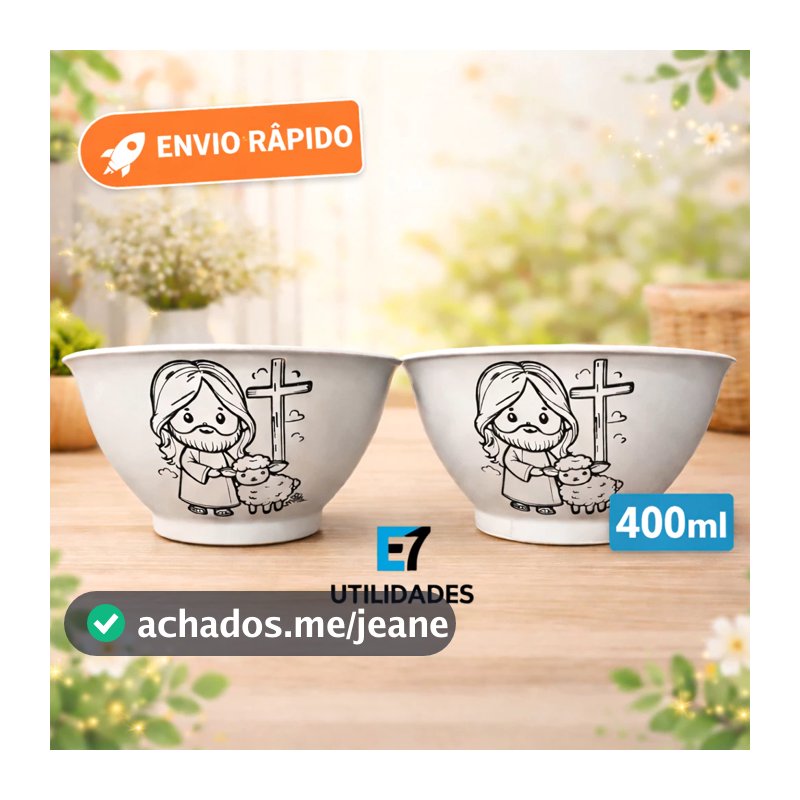 Kit 30 Cumbucas 400ml Jesus e a Ovelhinha plástico páscoa petiscos salgadinhos chocolate