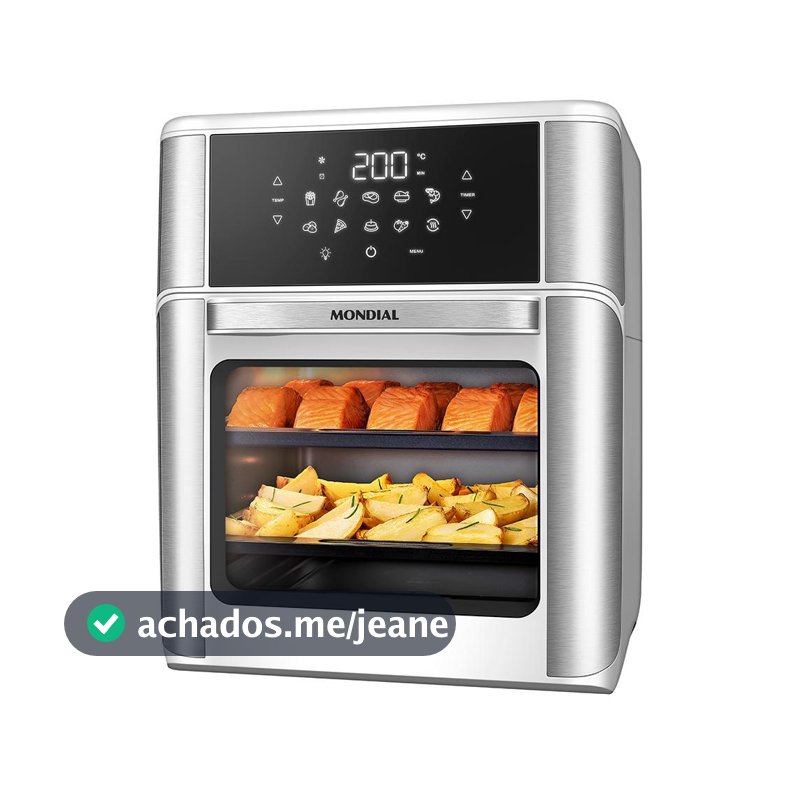 Fritadeira Air Fryer Forno Oven 12L Mondial Branco/Inox 2000W - AFON-12L-WI