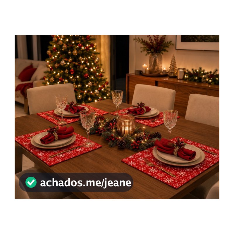Jogo Americano Natalino Premium | Sousplat Natal | Ceia Decoração Natal | Suplát Natalino | Mesa Posta de Natal