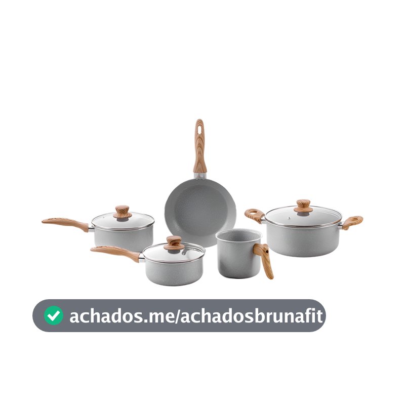 Jogo De Panela Antiaderente 5 peças Brinox Gris Ceramic Life Easy Cinza