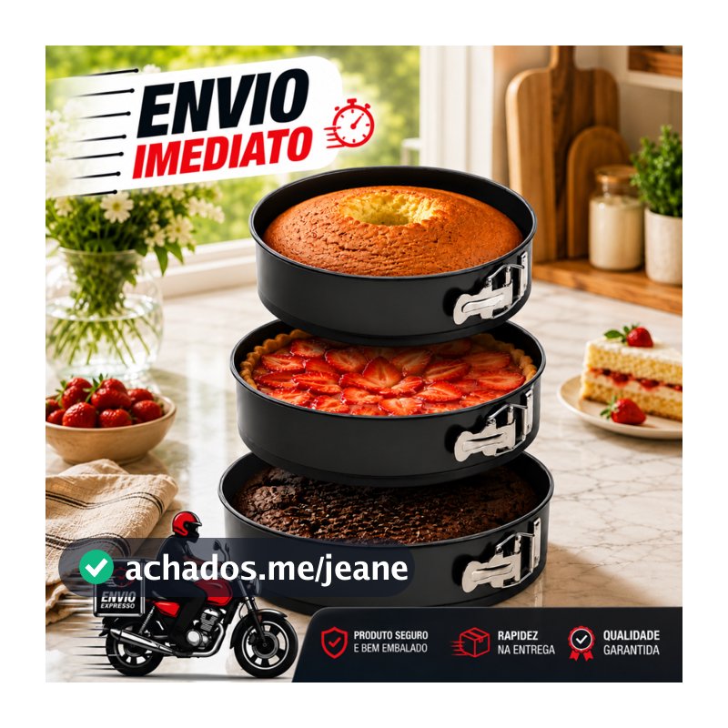 Kit 3 Formas Para Bolo Torta Fundo Removível Antiaderente Redonda Assadeira Confeitaria Alumínio Cozinha Receitas