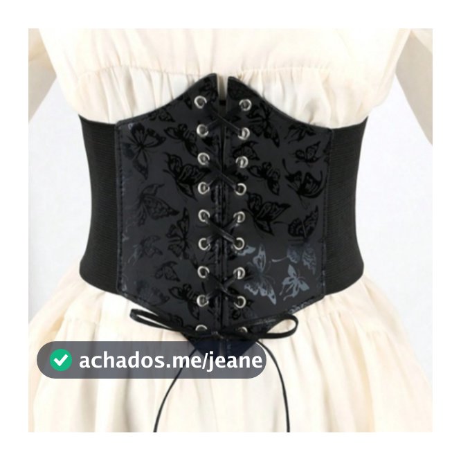 Espartilho Corset Feminino Elástico Ajustável Preto Borboletas