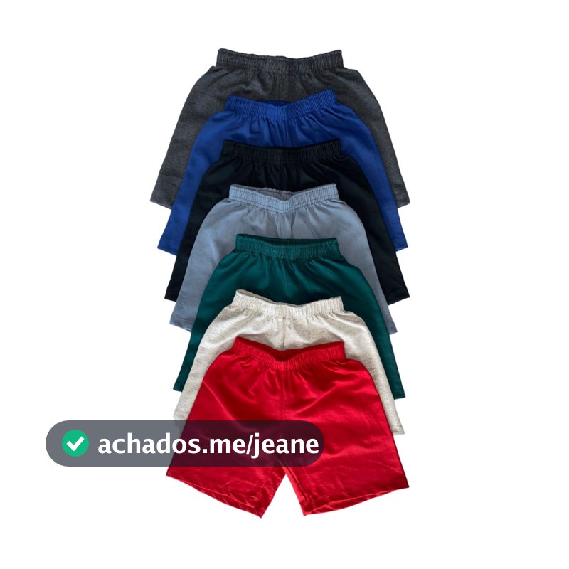 Kit 3 Bermudas Short Infantil Tactel Liso Sortido Menino Menina