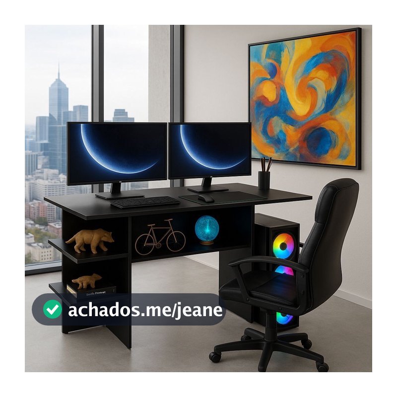 QUEIMA DE ESTOQUE - Mesa Escrivaninha para Computador e Escritório - Cor Preto