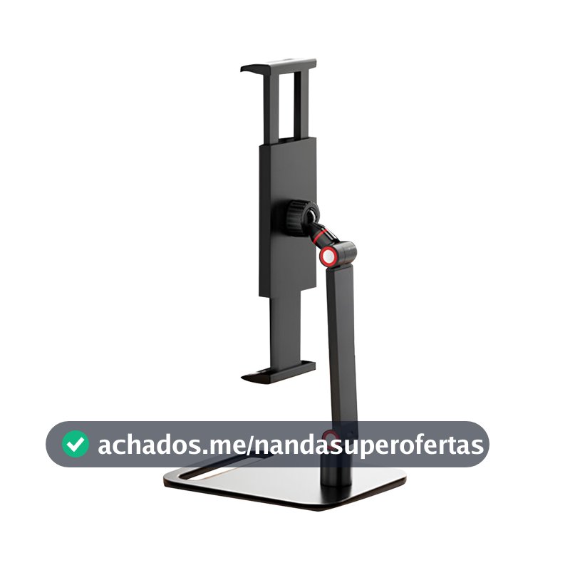 Suporte Ajustável Para Celular e Tablet De Mesa Dobrável Altura Regulável Rotação 360° Base Antiderrapante