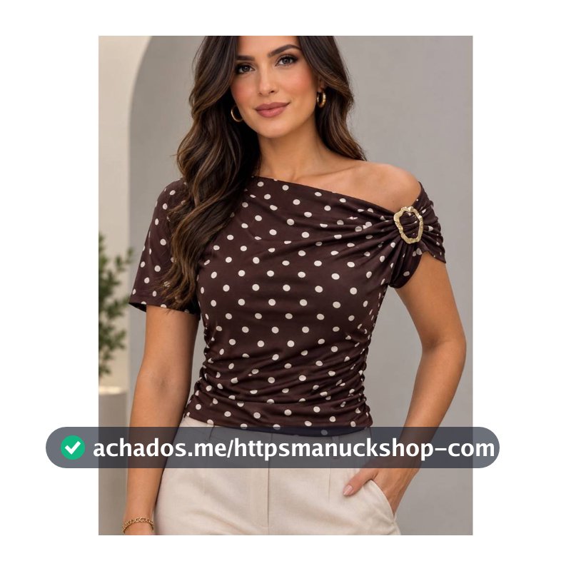 Blusa Feminina ombro caído, Romantic Detalhe Ombro Argola Franzida Elegante, para todas as ocasiões