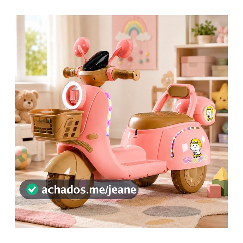 Moto Scooter Elétrica Infantil Lambreta 6V Retrô Com Luz e Som