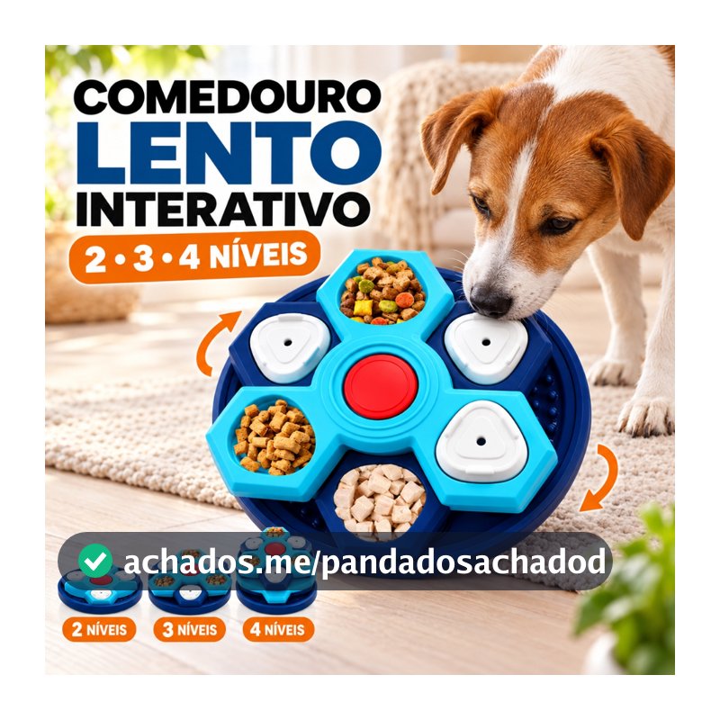 Comedouro Lento Interativo para Cães e Gatos 2/3/4 Níveis Antiansiedade Cor Sortida