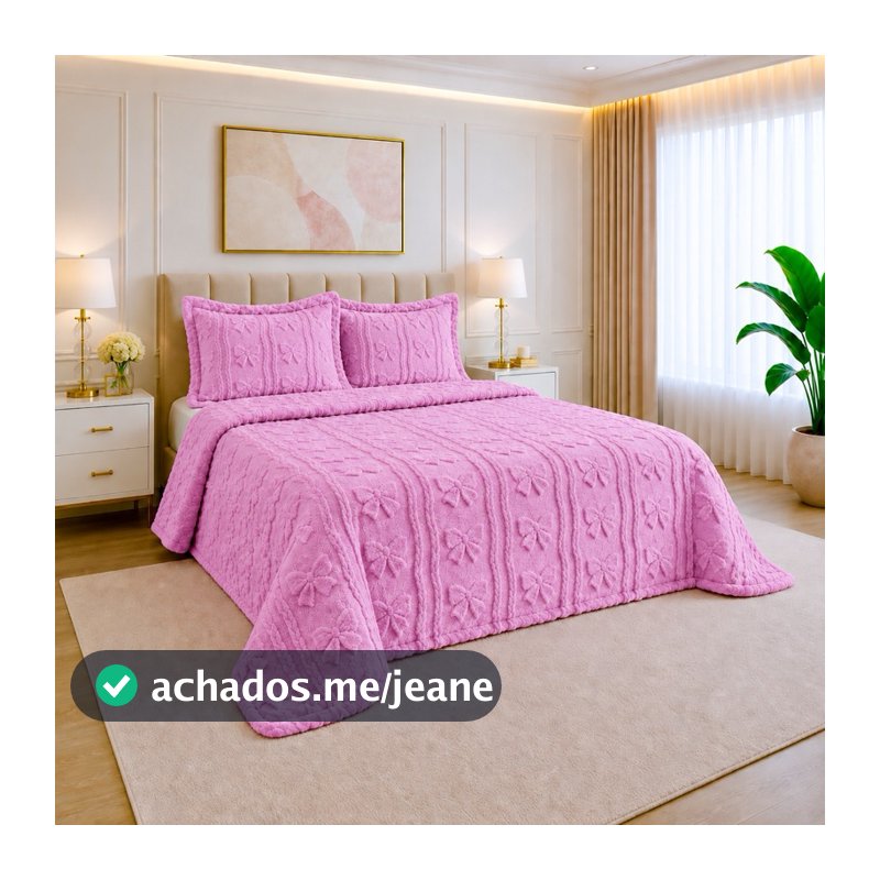 Kit Colcha Cobre Leito aconchego 3 Pçs Manta Casal Queen 240 x 260 Canelada 2 Porta Travesseiro