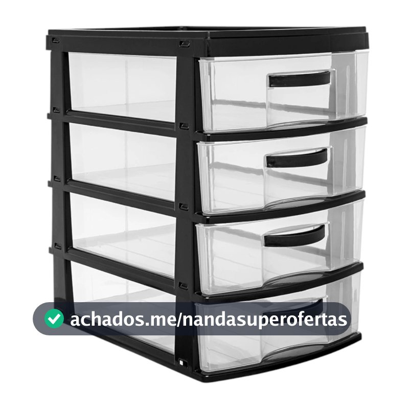 Gaveteiro Organizador Grande em Plástico com 2 3 4 Gavetas Promoção