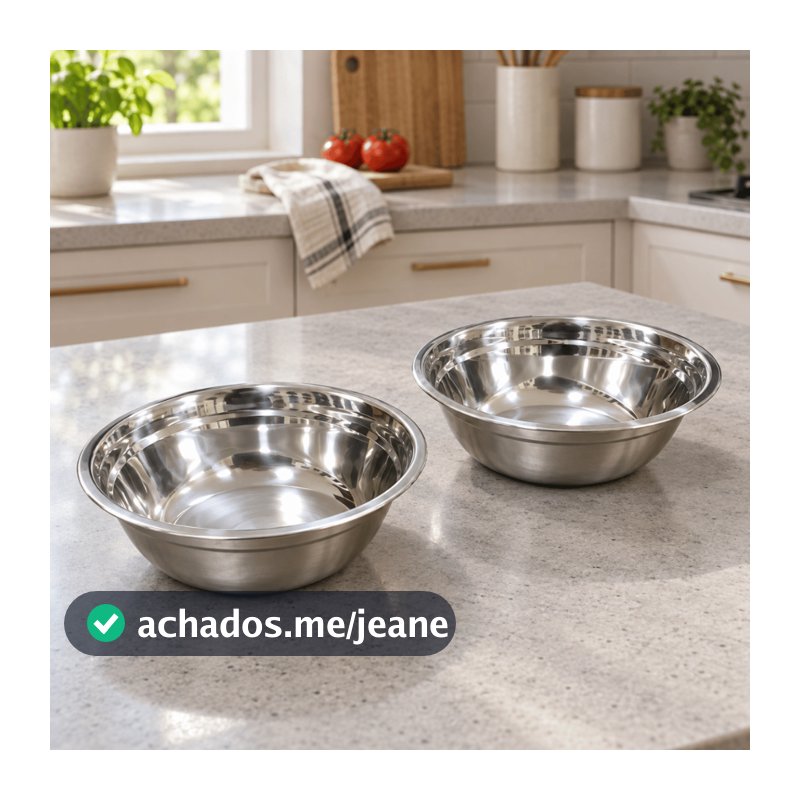Kit Tigela Saladeira GRANDE 17CM 100% Inox Multiuso AÇO BRILHOSO POLIDO Bowl Cozinha