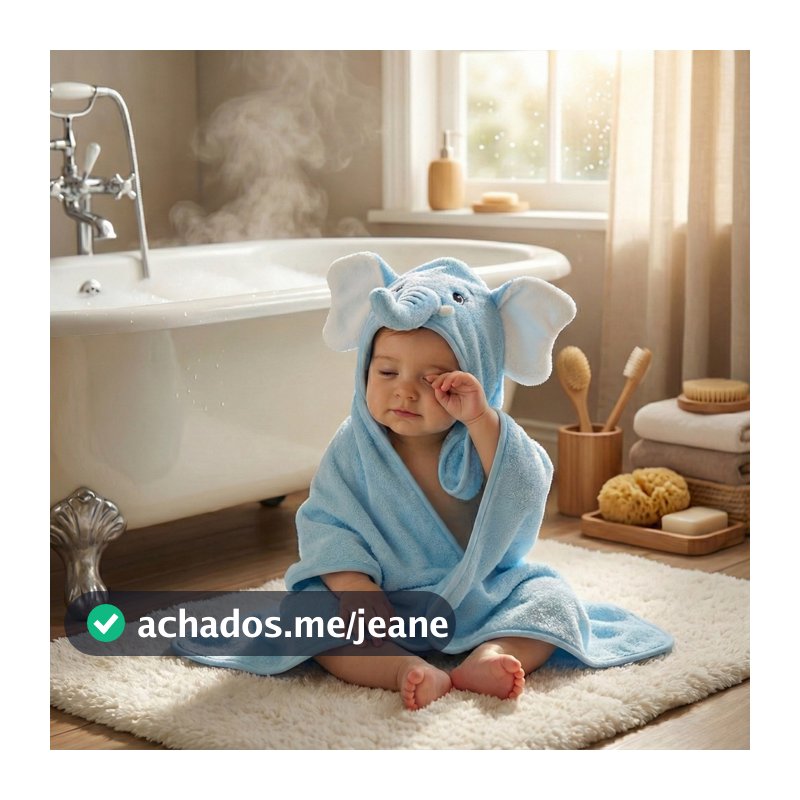 🔥Toalha De Banho Bebê Capuz Roupão Infantil Recém Nascido Criança Bichinho Bordado Absorvente 80 x 80cm