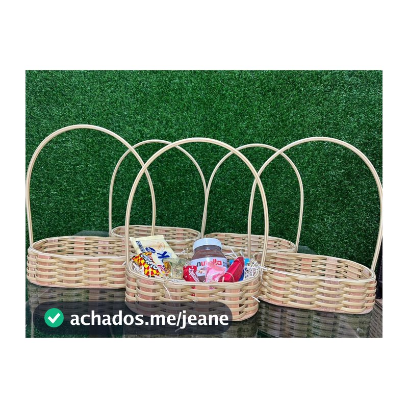 Kit Cestas de Madeira Oval tecido com fita sintética (opcional de 20cm e 25cm de largura)