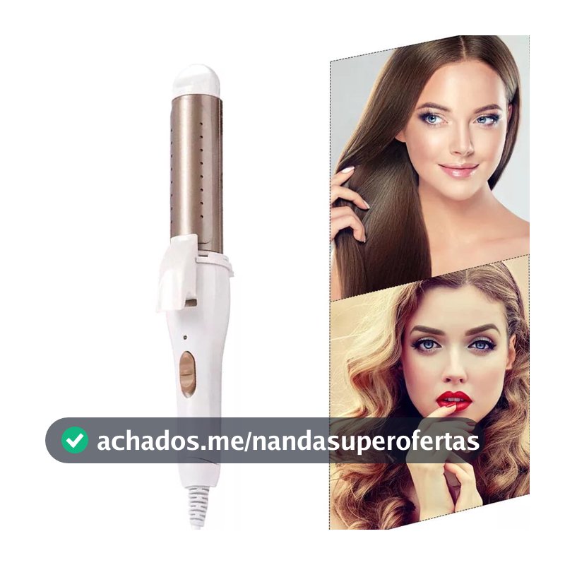 Modelador De Cachos E Chapinha 2 Em 1 Mini Alisador Profissional Bivolt