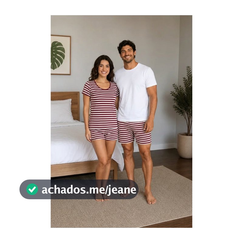 Kit Pijama Casal Namorados Adulto Combinados Amor Verão Malha