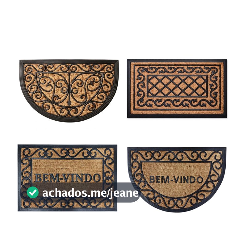 Tapete Capacho Entrada Casa Fibra de Coco Retangular ou Meia Lua 40cm x 60cm