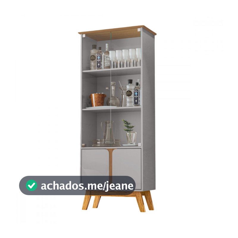 Cristaleira 4 Portas Madri Off White com Cinamomo Bechara