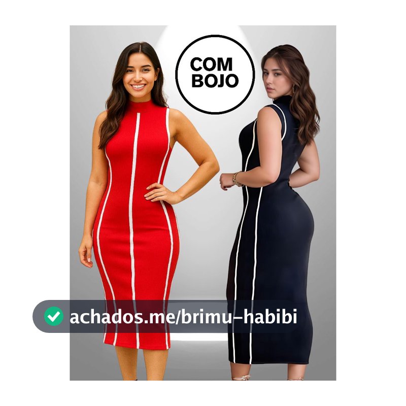 Vestido Midi Feminino Elegante Luxo Tubinho Anarruga Com Bojo Bicolor Gola Alta