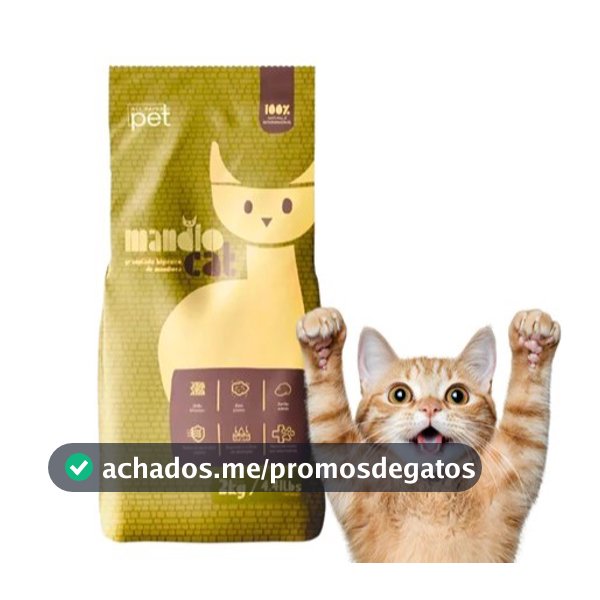 2 Pacotes De Areia Higiênica Gato Mandio Cat Premium 4kg