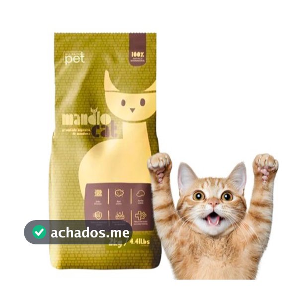 2 Pacotes De Areia Higiênica Gato Mandio Cat Premium 4kg