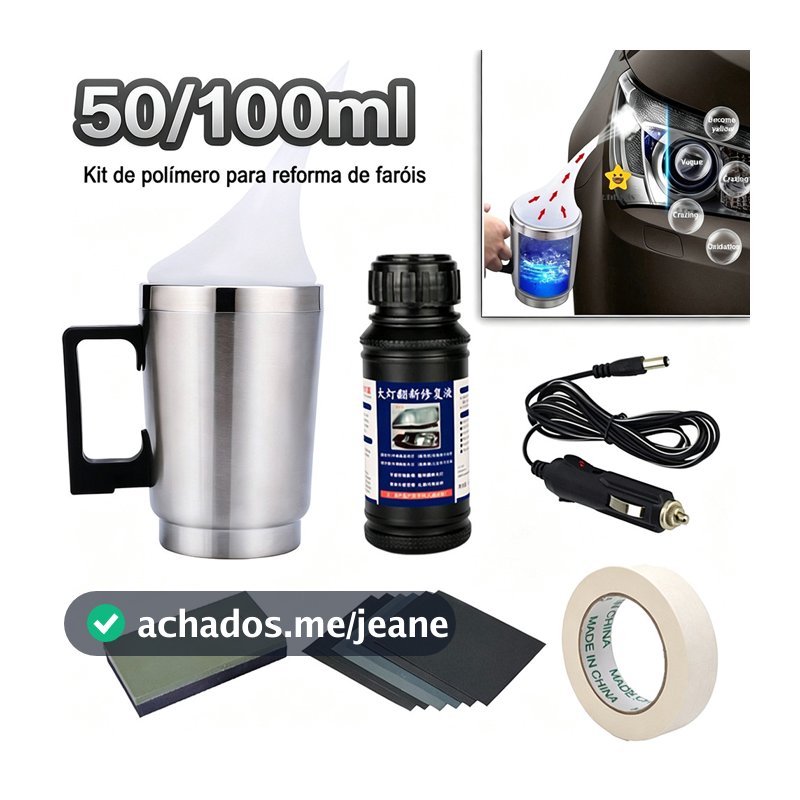 100ml/50ml Polímero Revitalizante Para Vidro De Farol De Carro Com Conjunto De Copo Atomizador De Vapor