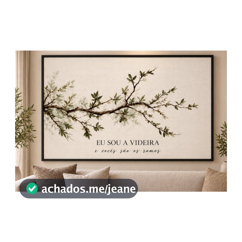 Quadro Decorativo Cristão Eu Sou A Videira Ramos Minimalista Sala Quarto Com Moldura
