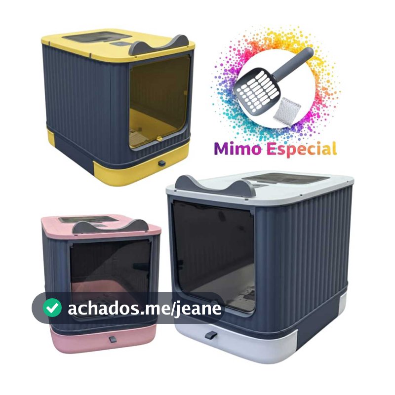 Caixa de Areia para Gato Fechada Quadrada Banheiro Pet Premium para Gatos