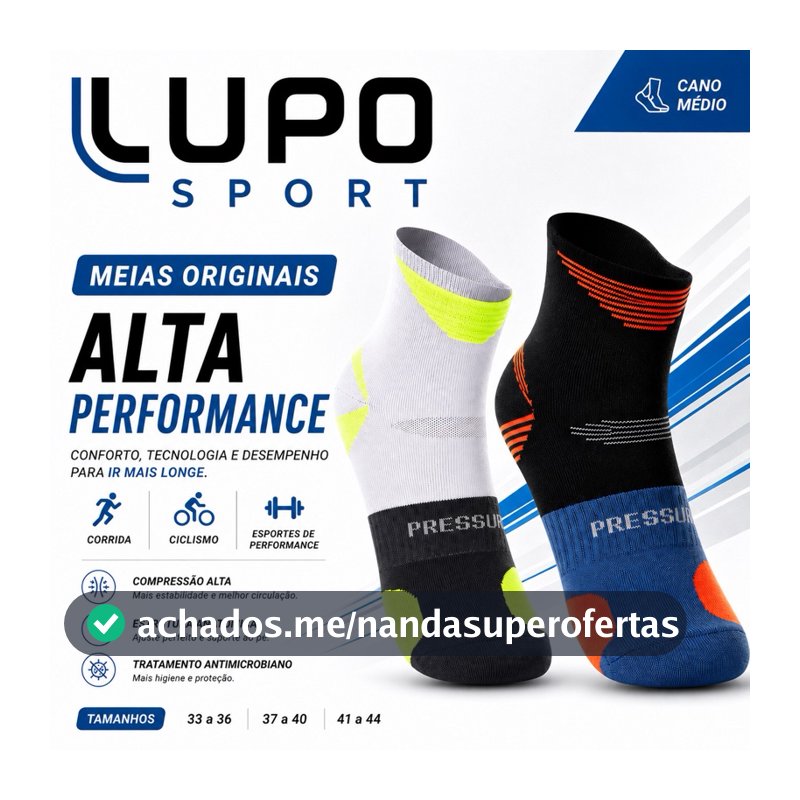 Meia Lupo Sport Londes Máxima Cano Médio Original Alta Compressão Corrida Ciclismo Treino Performance 15424