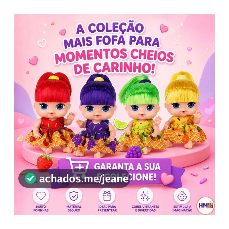 Boneca Coleção Sorvetinho Com Cheirinho de Fruta Bebe Brinquedo Menina - Super Toys