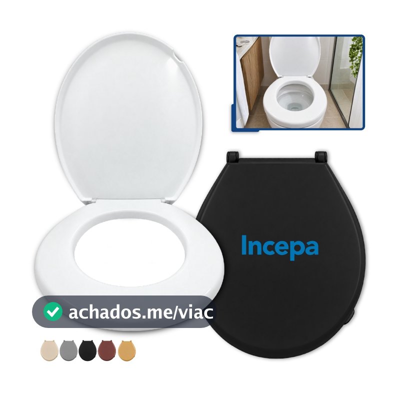 Assento Sanitário Tampa Vaso Oval Vision Redondo Injetado Deca Celite Incepa Hervy Roca Icasa Logasa