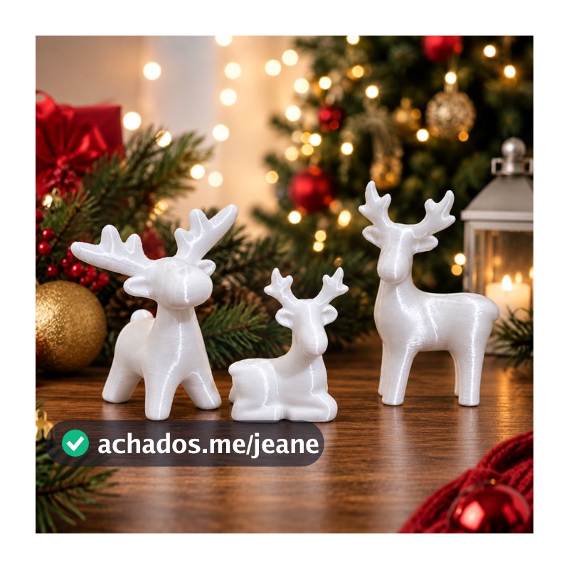 Kit 3 Renas de Natal Decorativas Enfeite Minimalista Para Mesa Sala Quarto Decoração