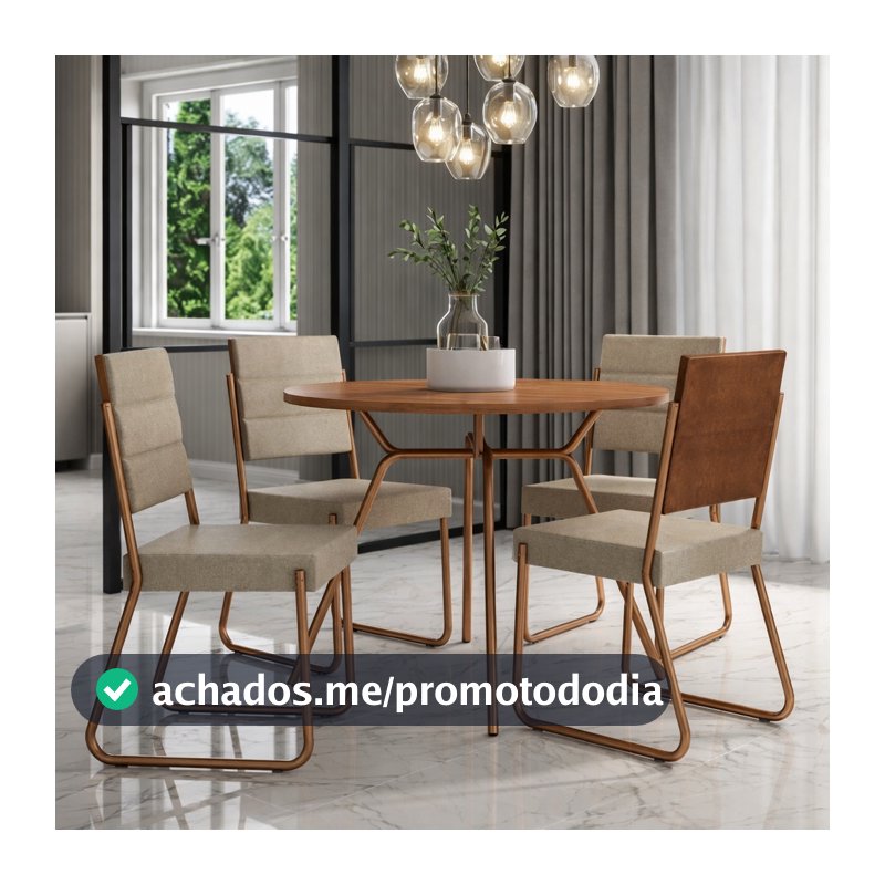 Conjunto Sala de Jantar 4 Cadeiras San Francisco Carraro Rosê