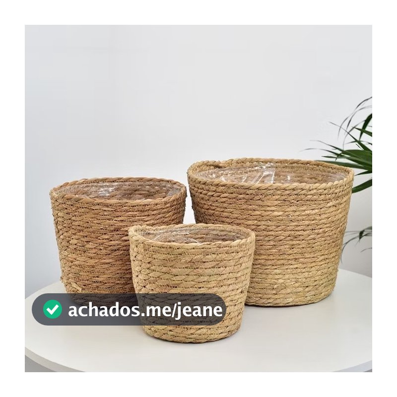 Cesto para Plantas de Palha Cachepot Decorativo para Vasos de Plantas cesta de flores vaso de flores